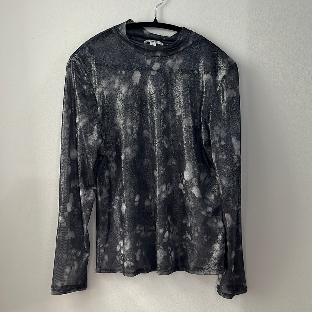 Bar III Chic Black and Gray Long Sleeve Top